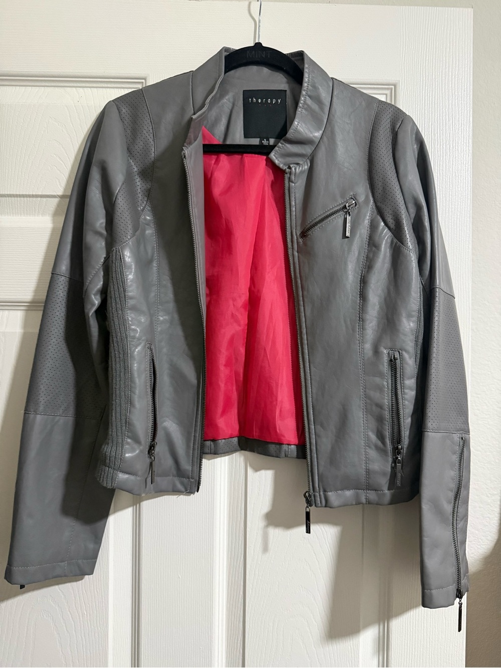 Gray leather jacket